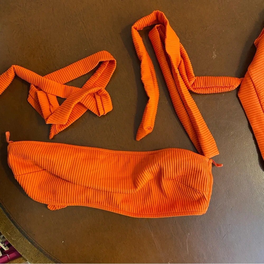 Monday Swimwear Bikini SET Santorini Top Red Rib & Riviera Bottom Retired‎ HTF